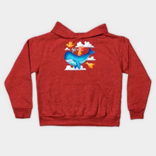 Children Whale Flying Kids Hoodie